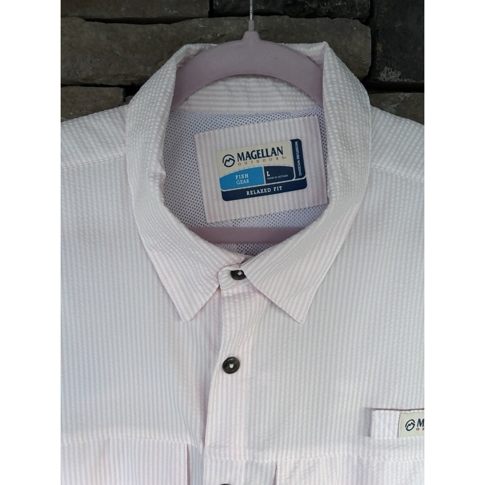Magellan Fish Gear Shirt Large‎ Pink Relaxed Fit Moisture-Wicking Short sleeve